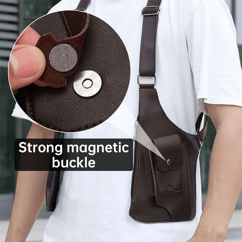 Anti-Theft PU Leather Underarm Bag - Crossbody Chest Sling Bag with Hidden Pocket & Adjustable Strap